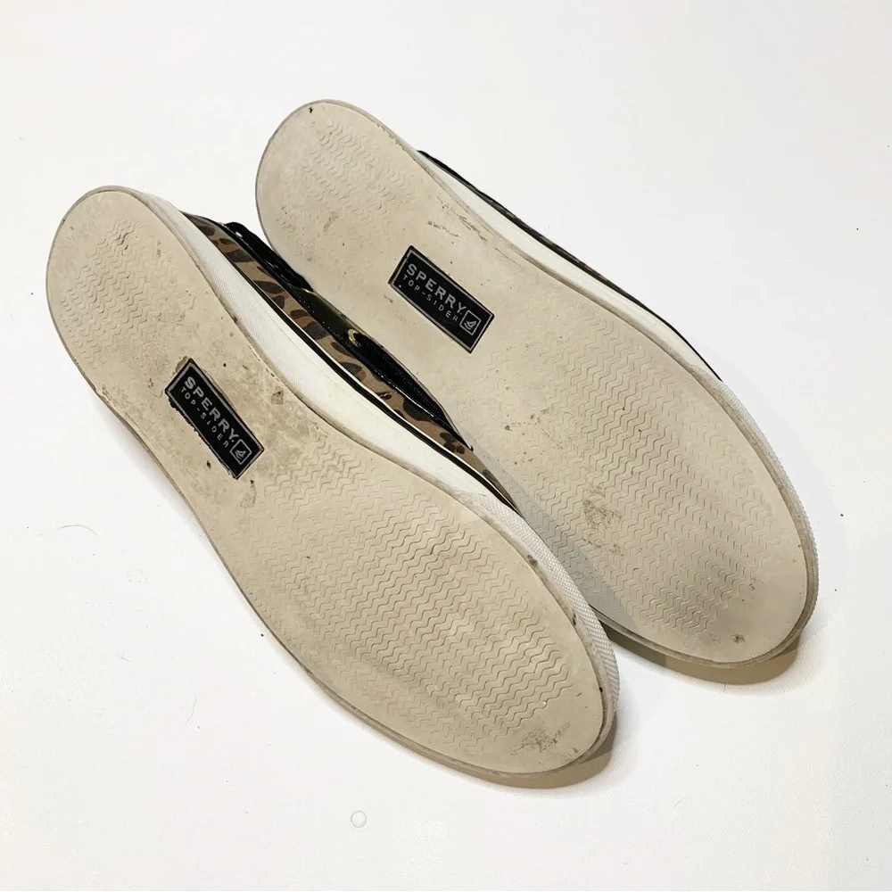 Sperry Top-Sider Leopard Print Patent Leather Flat Boat Shoes Flats US 10 M